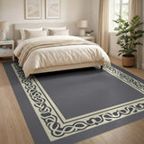 Grey Celtic Knot Border Area Rug