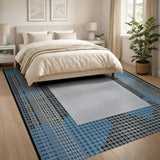 Abstract Blue Teal Geometric Abstract Area Rug