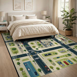 Kids Cartoon City Street Area Rug