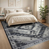 Black and White Black White Southwestern Geometric Area Rug