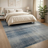 Distressed Blue Ombre Striped Area Rug