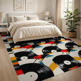 Multi-Color Vinyl Records Geometric Area Rug