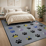Multi-color and Patterns Playful Multi-Color Paw Prints Area Rug