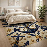 Navy Anchor Gold Star Coastal Area Rug