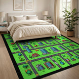 Vibrant Pixel Cityscape Area Rug