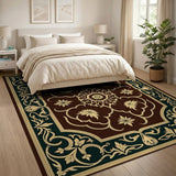 Ornate Traditional Persian Rug in Maroon Gold
