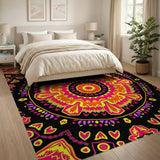 Vibrant Pink Mandala Boho Area Rug