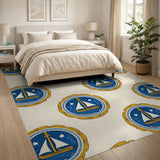 Nautical Ship Seal Medallion Pattern Rug