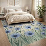 Delicate Blue Daisy Meadow Area Rug