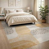 Abstract Area Beige and Neutral Abstract Organic Shapes Beige Area Rug