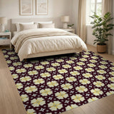 Golden Star Flower Pattern Area Rug