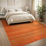 Geometric Modern Orange Vibrant Orange Horizontal Stripe Area Rug