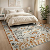 Southwestern Geometric Beige Grey Rust Area Rug