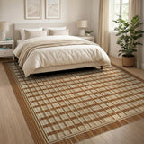 Rustic Brown Tan Plaid Brown and Tan Area Rug