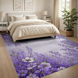 Purple Purple Lavender Floral Border Area Rug