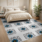 Vintage Blue Floral Ornate Area Rug