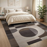 Modern Geometric Brown Tan Abstract Area Rug
