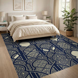Navy Moroccan Arch Trellis Area Rug