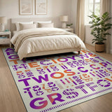 Vibrant Multi-Color Stencil Alphabet Area Rug