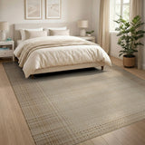 Beige Woven Seagrass Area Rug with Tan Border