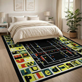 Alphabet Pixel Tennis Court Kids Rug