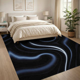 Blue and Teal Hypnotic Navy Swirl Abstract Area Rug