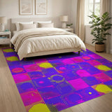 Vibrant Geometric Grid Multi-Color Area Rug