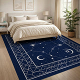Navy Celestial Constellation Area Rug with Moons