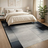 Halftone Geometric Black White Area Rug