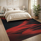 Red Wave Geometric Abstract Area Rug