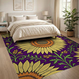 Vintage Sunflower Purple Floral Area Rug