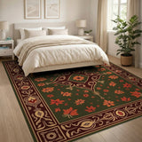 Traditional Persian Ornate Green Floral Persian Area Rug