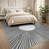 Bold Black Sunburst Geometric Area Rug