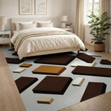 Modern Stacked Blocks Brown Tan Area Rug