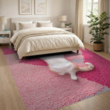 Pink Vibrant Pink Geometric Shag Area Rug