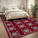 Geometric Modern Red Red Snowflake Geometric Area Rug