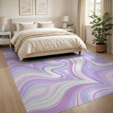 Purple Purple Marble Swirl Abstract Area Rug
