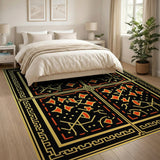 Black Gold Diamond Geometric Area Rug