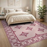 Pink Traditional Persian Elegant Pink Floral Persian Area Rug