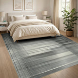 Abstract Black White Grid Line Area Rug
