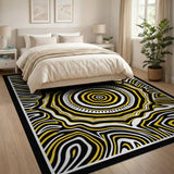 Geometric Modern Bold Yellow Black Geometric Abstract Area Rug