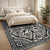 Intricate Black Persian Medallion Area Rug