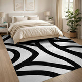 Black and White Abstract Swirl Area Rug
