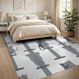 Grey Cat Tower Kids Cartoon Area Rug