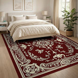 Deep Red Ornate Floral Persian Rug