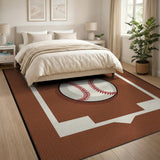 Brown and Tan Baseball Diamond Area Rug