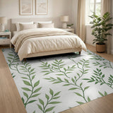Boho Chic Lush Green Leaves Pattern Area Rug