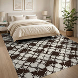 Black and White Black White Geometric Lattice Area Rug
