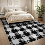Black White Houndstooth Check Area Rug