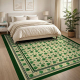 Floral Vintage Green Green Shamrock Clover Area Rug